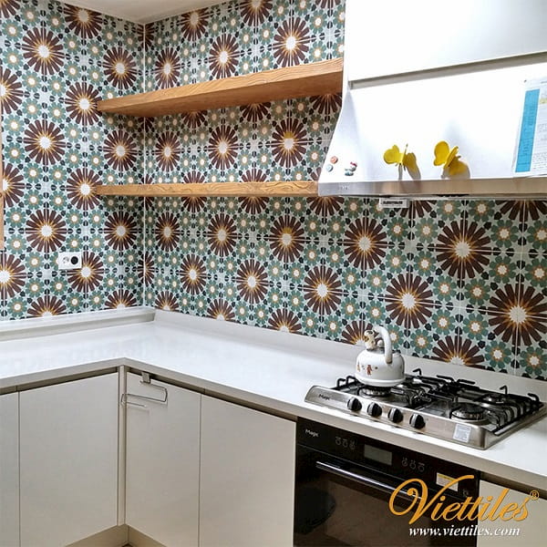 The kitchen designs with beautiful cement tiles