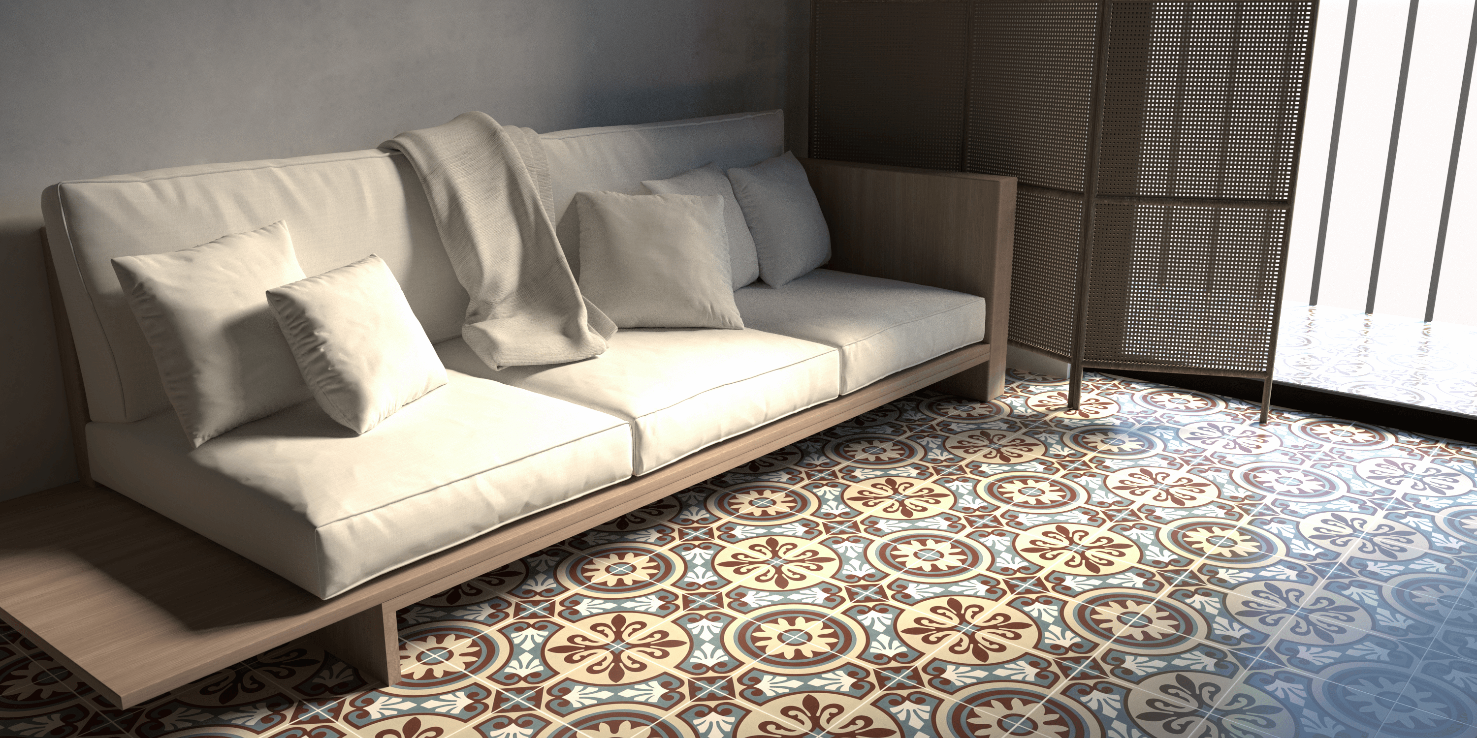 Special interior accents with decorative encaustic cement tiles