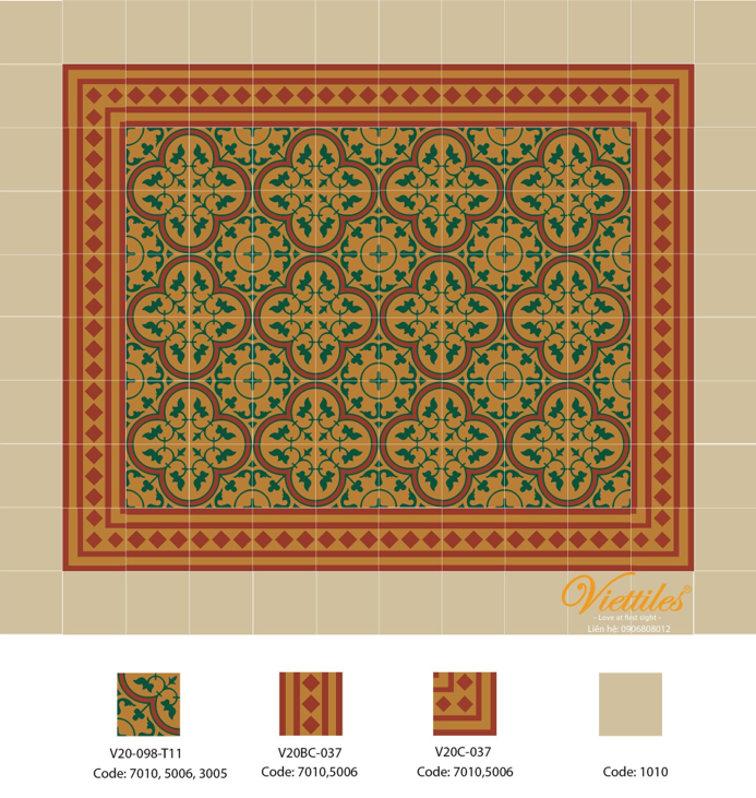 gạch bông hoa văn v098