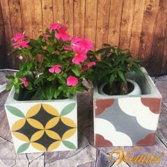 Cement tile flower pot 15x15